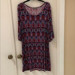 Market & Spruce Red and Blue Graphic Tunic Dress